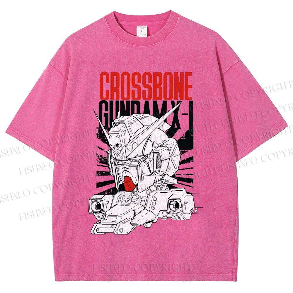 Unisex Crossbone Gundam X-1 Printed Washed Tee