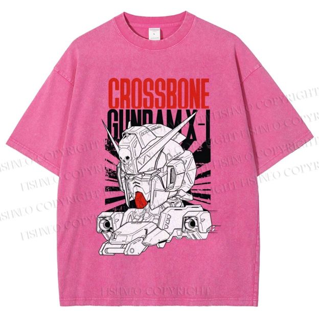 Unisex Crossbone Gundam X-1 Printed Washed Tee