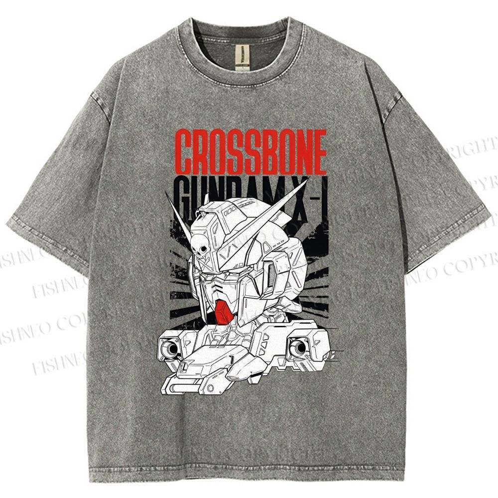 Unisex Crossbone Gundam X-1 Printed Washed Tee