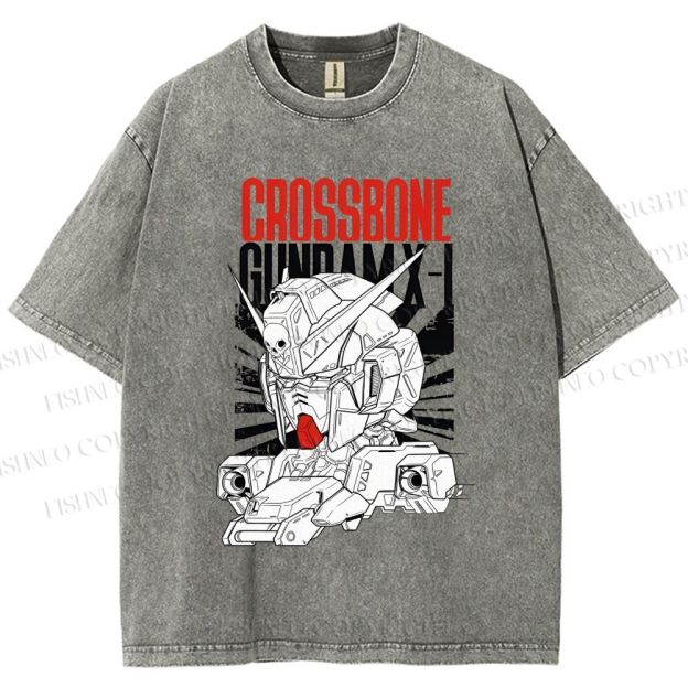 Unisex Crossbone Gundam X-1 Printed Washed Tee