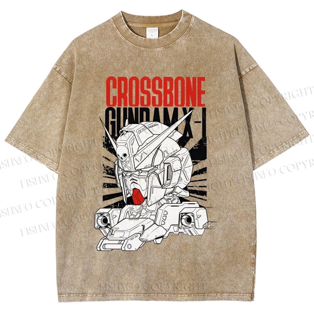 Unisex Crossbone Gundam X-1 Printed Washed Tee