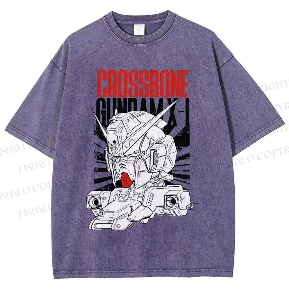Unisex Crossbone Gundam X-1 Printed Washed Tee
