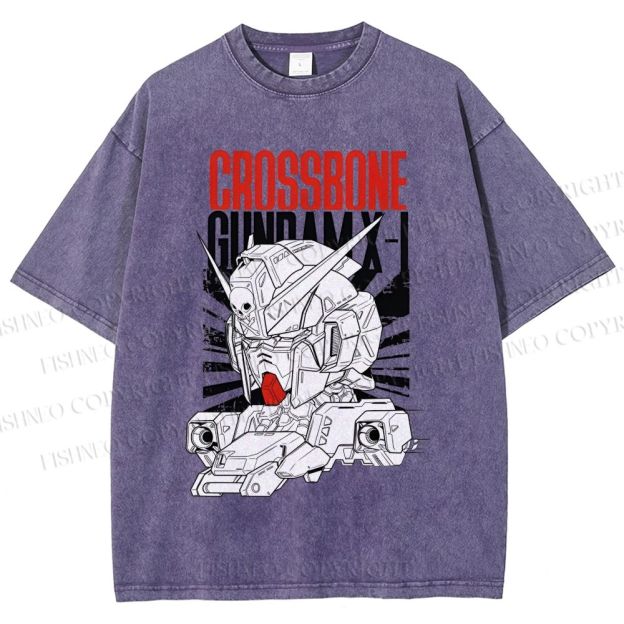 Unisex Crossbone Gundam X-1 Printed Washed Tee