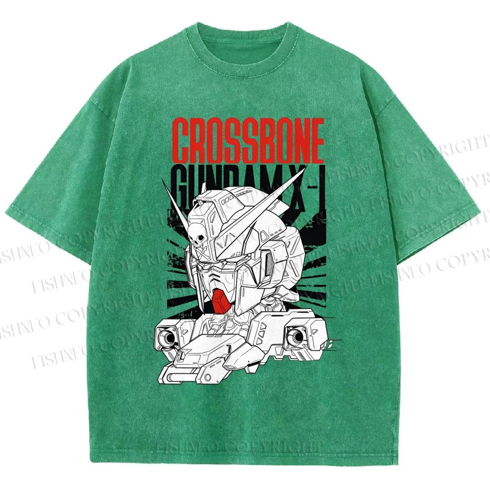 Unisex Crossbone Gundam X-1 Printed Washed Tee