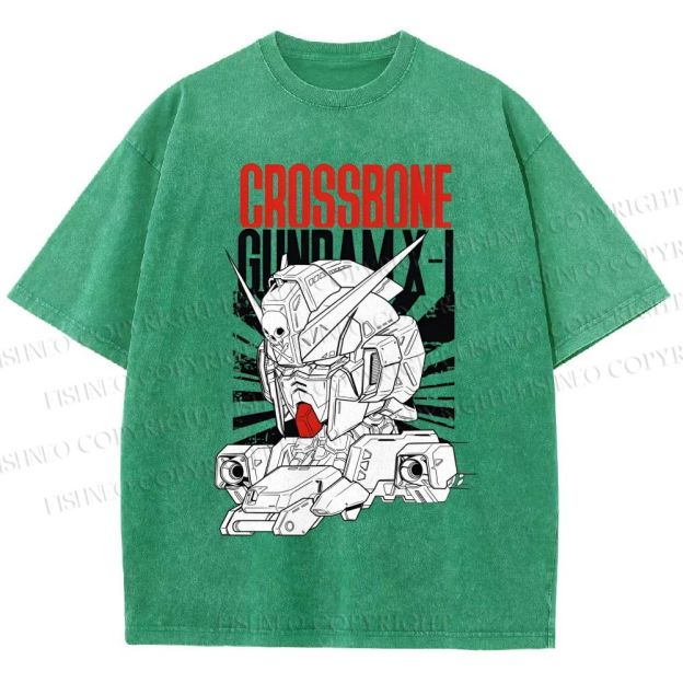 Unisex Crossbone Gundam X-1 Printed Washed Tee