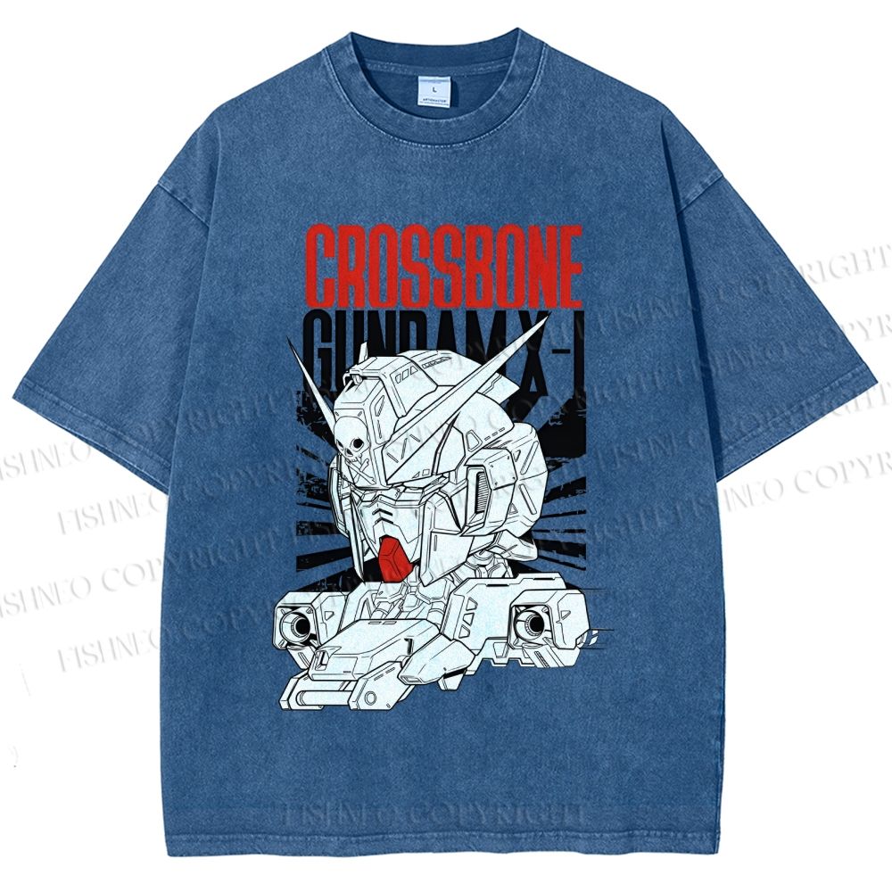 Unisex Crossbone Gundam X-1 Printed Washed Tee