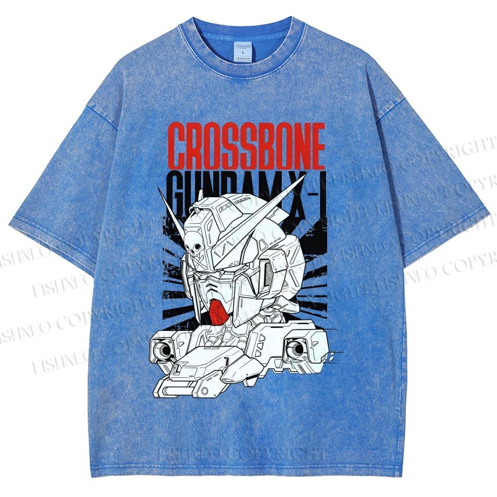 Unisex Crossbone Gundam X-1 Printed Washed Tee