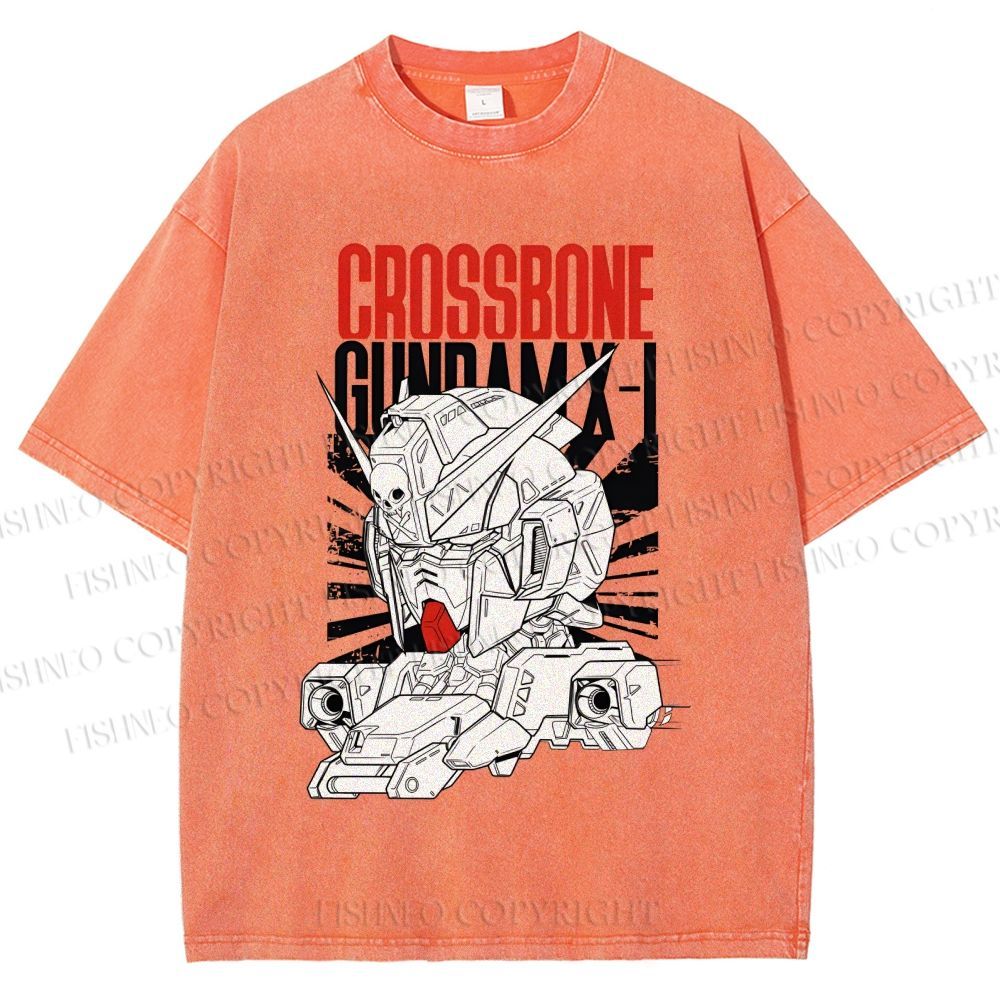 Unisex Crossbone Gundam X-1 Printed Washed Tee