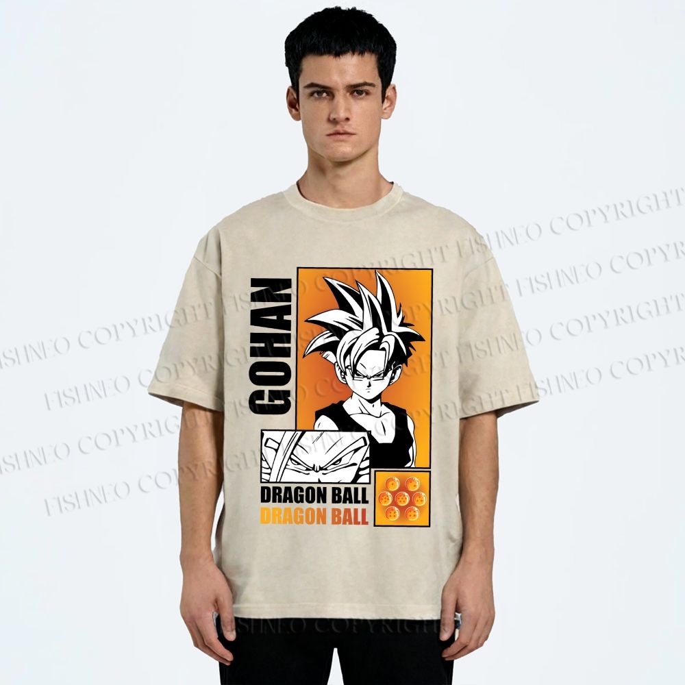 Unisex Dragon Ball Gohan Printed Washed Tee
