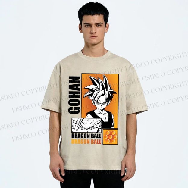 Unisex Dragon Ball Gohan Printed Washed Tee