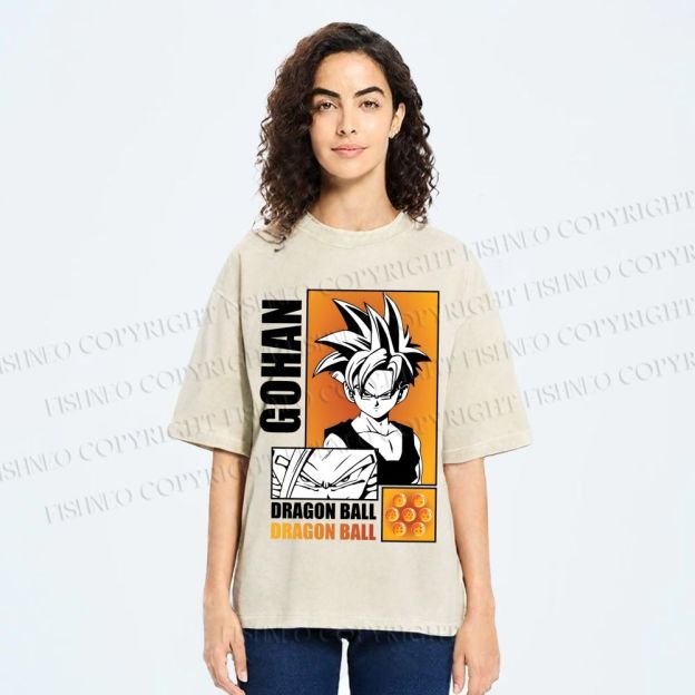 Unisex Dragon Ball Gohan Printed Washed Tee