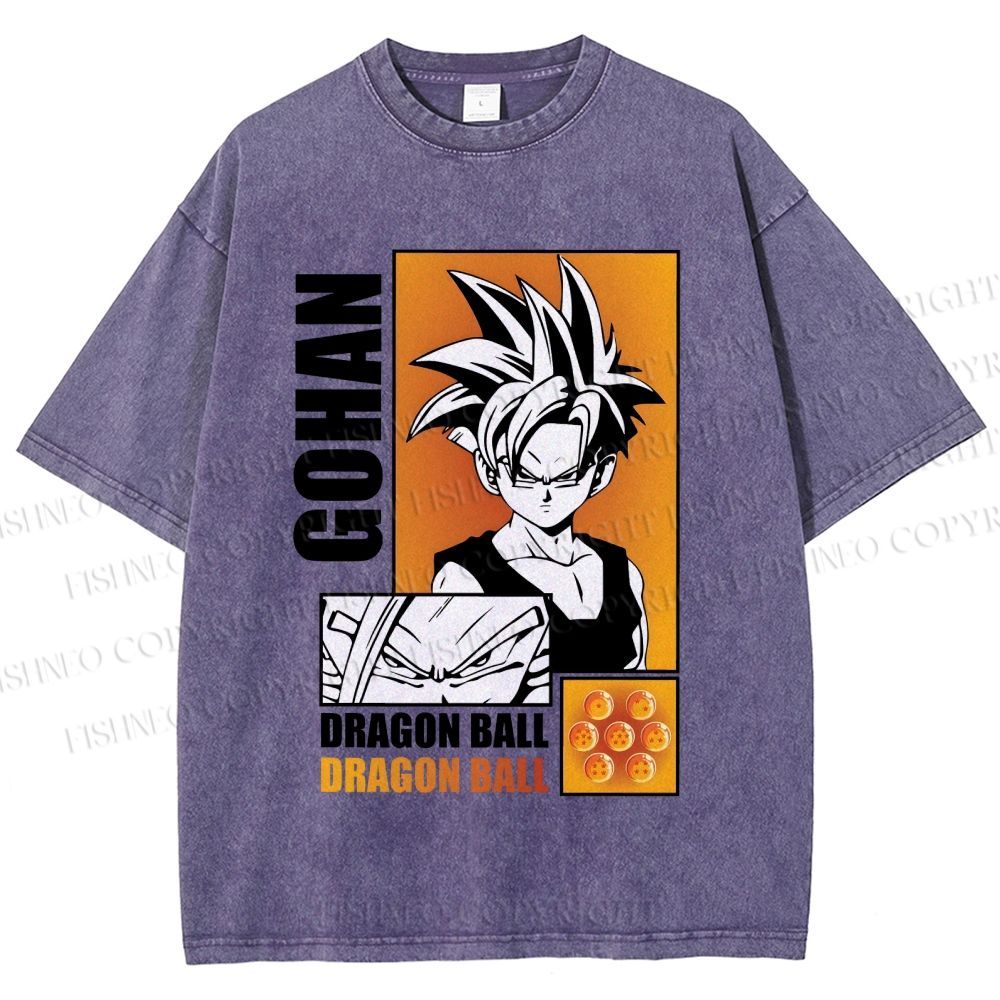 Unisex Dragon Ball Gohan Printed Washed Tee