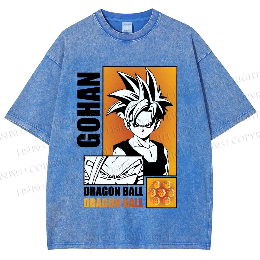 Unisex Dragon Ball Gohan Printed Washed Tee