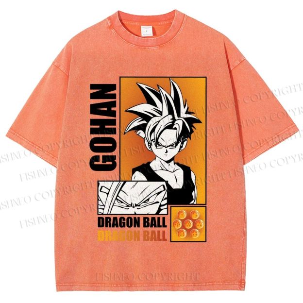 Unisex Dragon Ball Gohan Printed Washed Tee