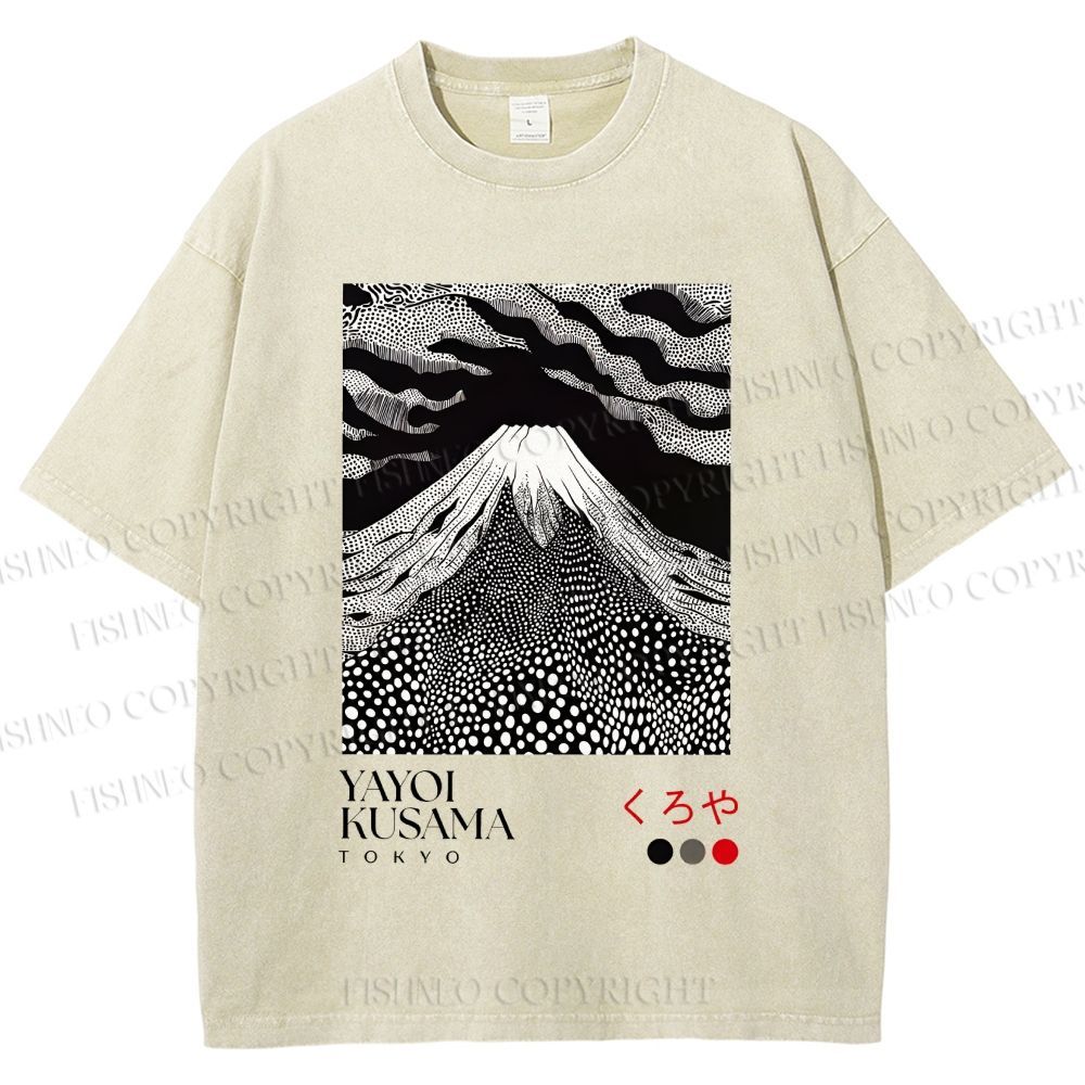 Unisex Yayoi Kusama Mt. Fuji Printed Washed Tee