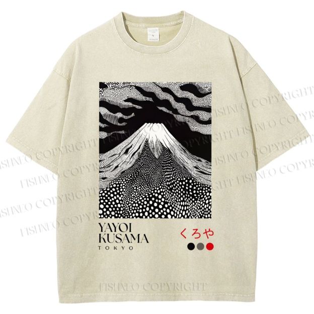 Unisex Yayoi Kusama Mt. Fuji Printed Washed Tee