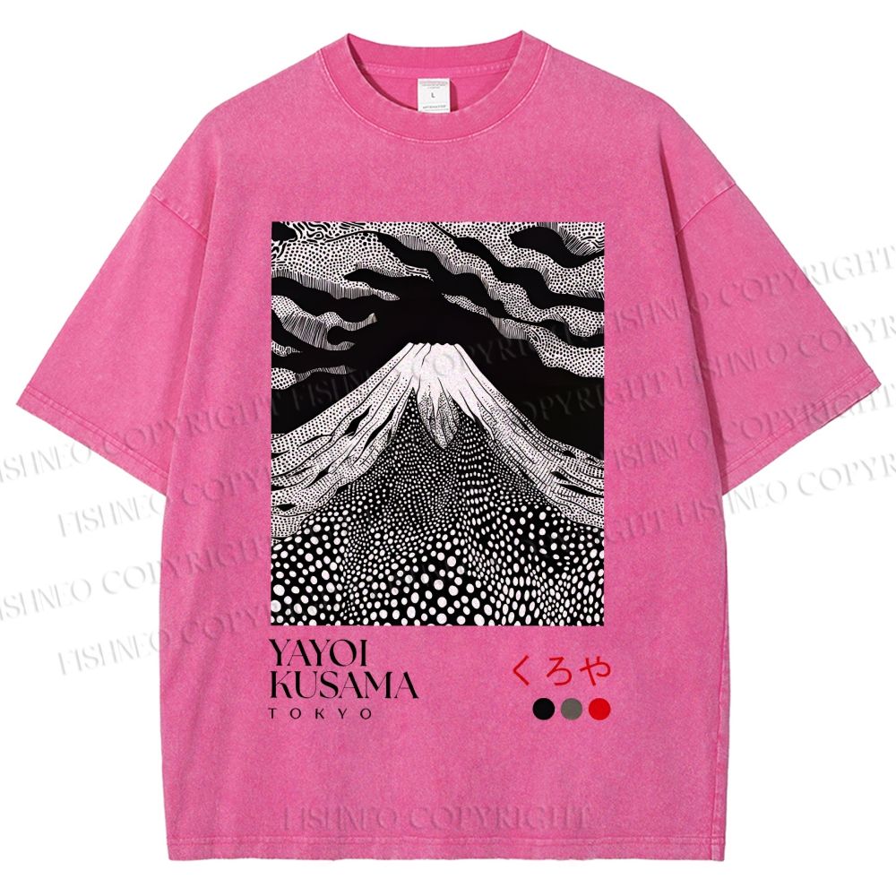 Unisex Yayoi Kusama Mt. Fuji Printed Washed Tee