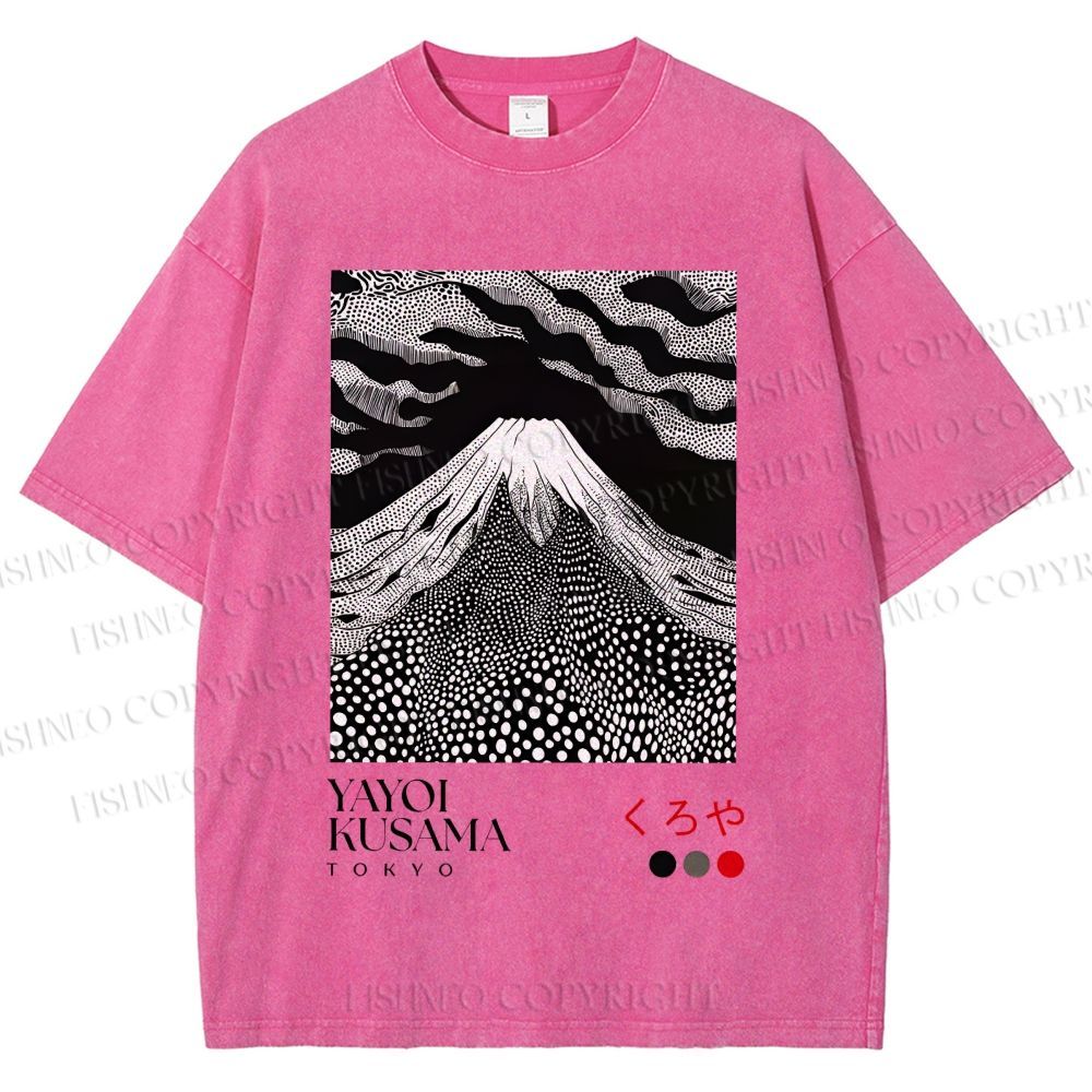Unisex Yayoi Kusama Mt. Fuji Printed Washed Tee
