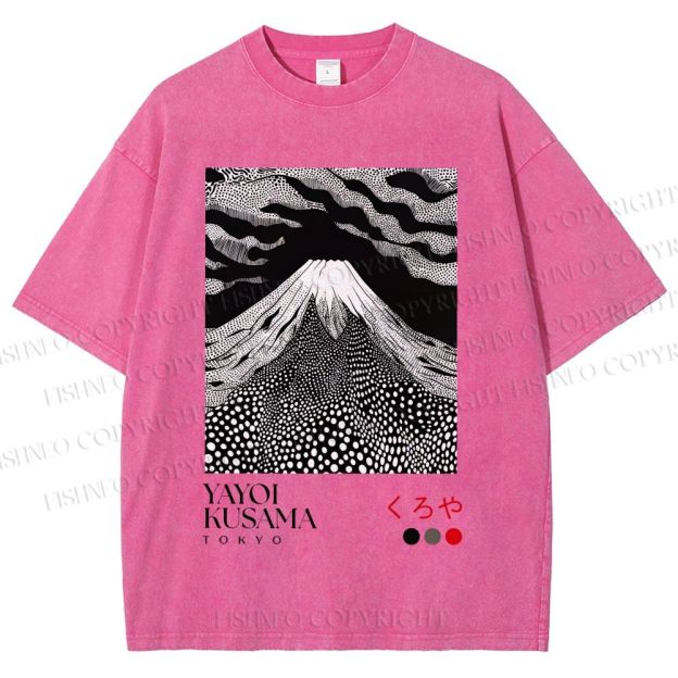 Unisex Yayoi Kusama Mt. Fuji Printed Washed Tee