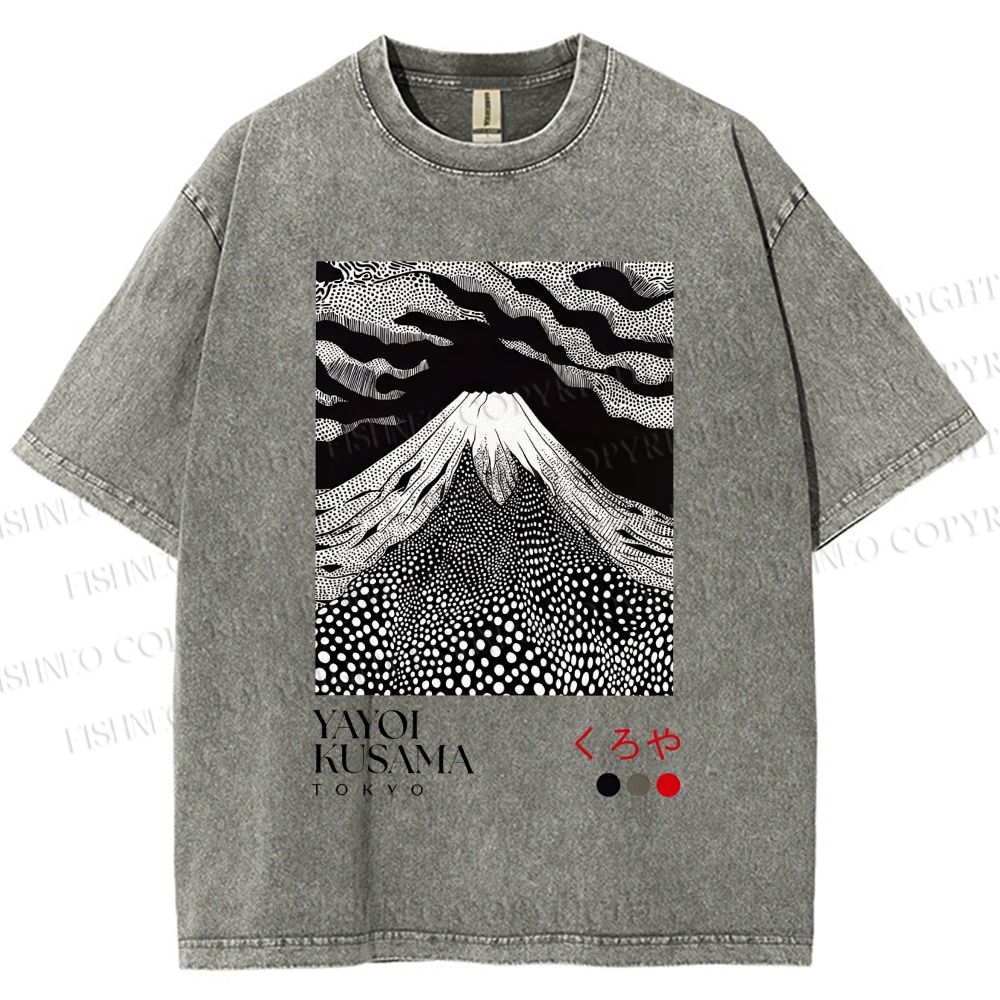 Unisex Yayoi Kusama Mt. Fuji Printed Washed Tee
