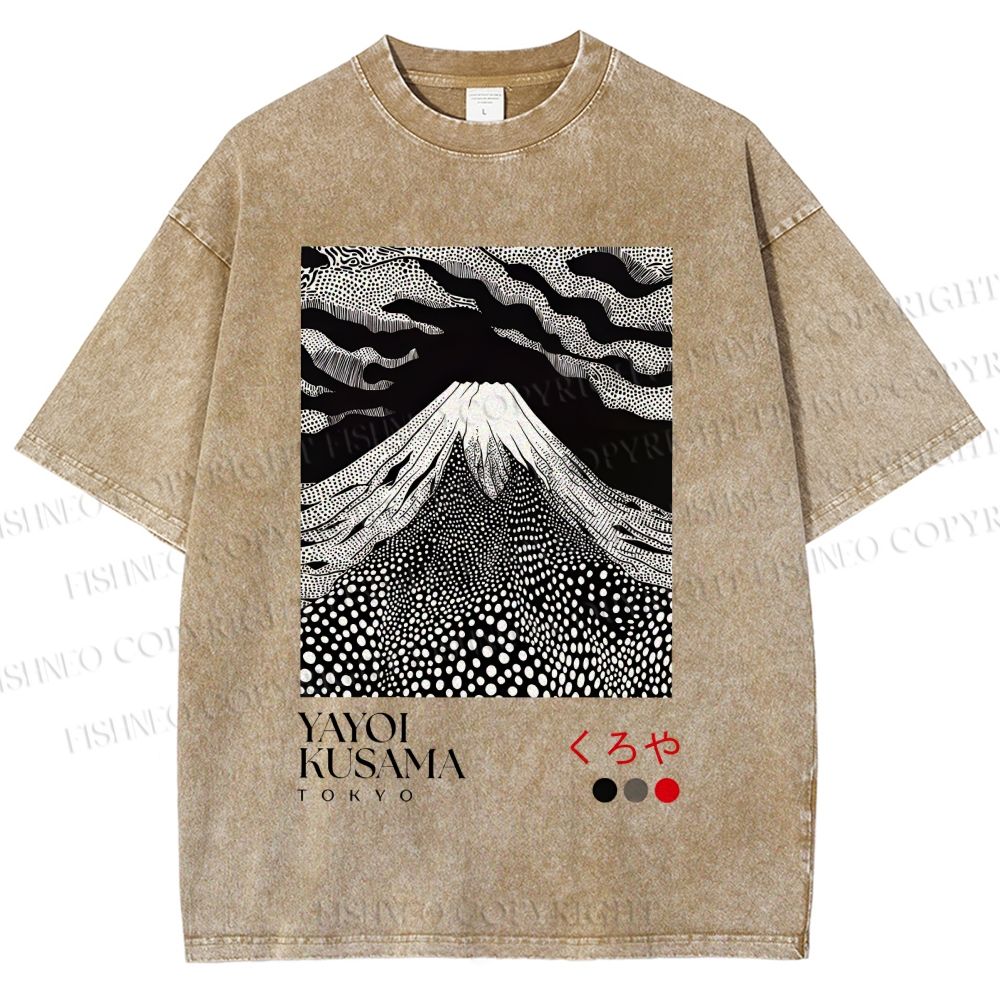 Unisex Yayoi Kusama Mt. Fuji Printed Washed Tee