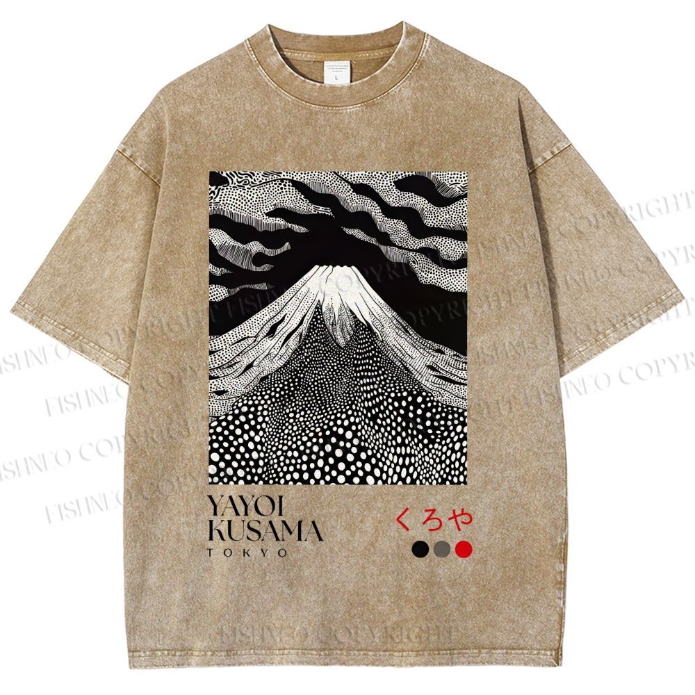 Unisex Yayoi Kusama Mt. Fuji Printed Washed Tee