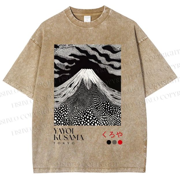 Unisex Yayoi Kusama Mt. Fuji Printed Washed Tee