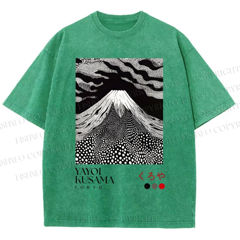 Unisex Yayoi Kusama Mt. Fuji Printed Washed Tee