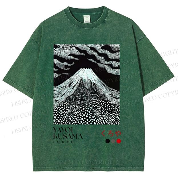 Unisex Yayoi Kusama Mt. Fuji Printed Washed Tee