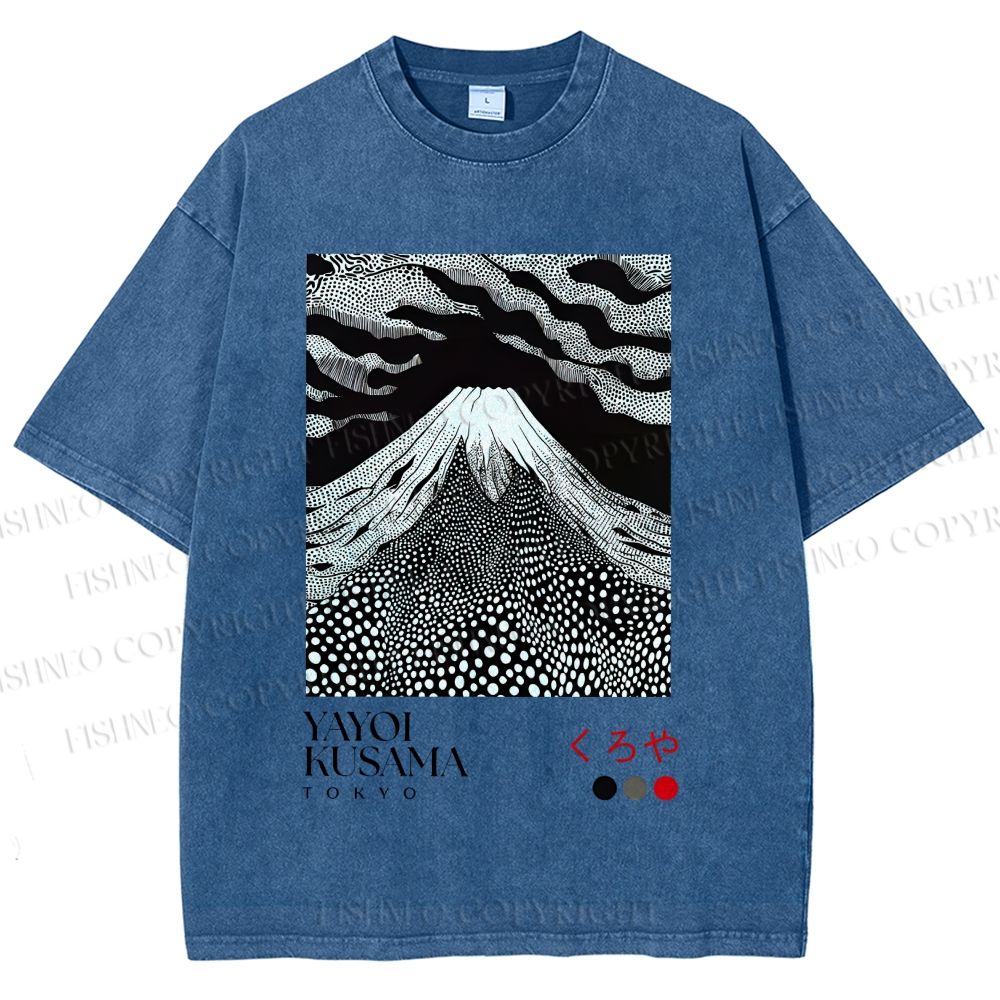 Unisex Yayoi Kusama Mt. Fuji Printed Washed Tee