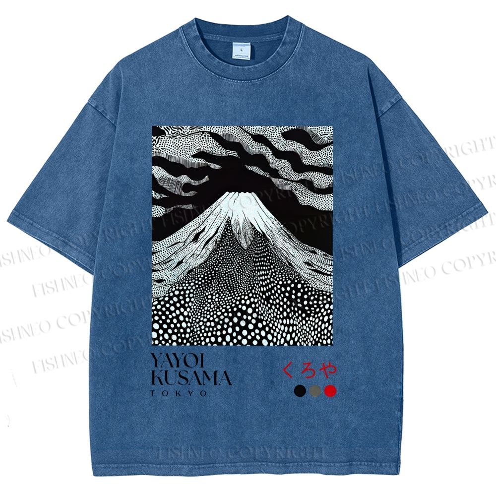 Unisex Yayoi Kusama Mt. Fuji Printed Washed Tee