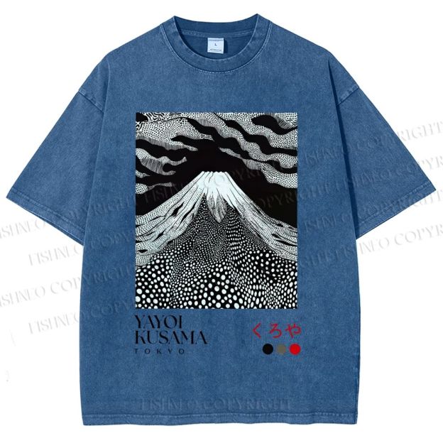 Unisex Yayoi Kusama Mt. Fuji Printed Washed Tee