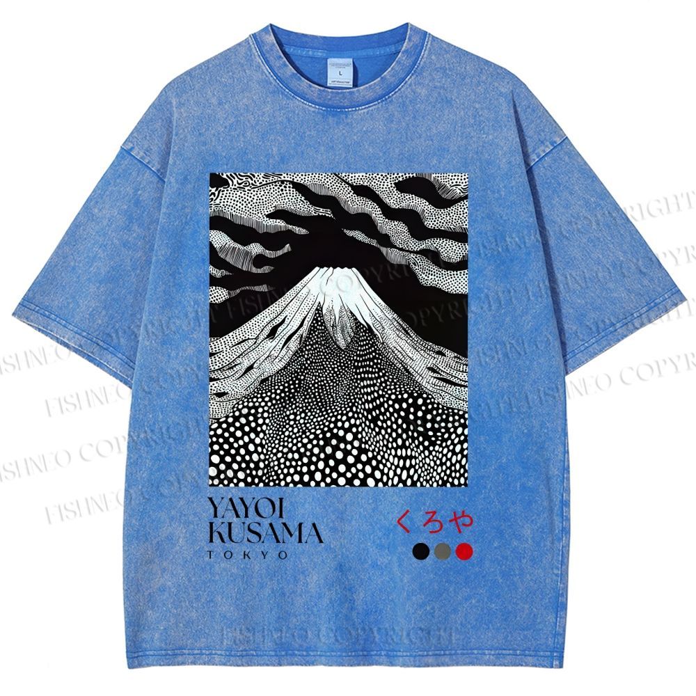 Unisex Yayoi Kusama Mt. Fuji Printed Washed Tee