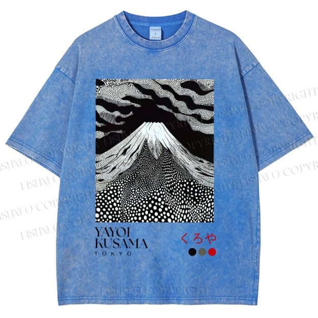 Unisex Yayoi Kusama Mt. Fuji Printed Washed Tee
