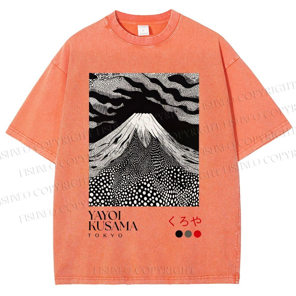 Unisex Yayoi Kusama Mt. Fuji Printed Washed Tee