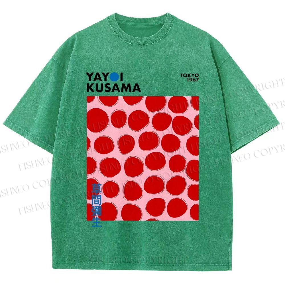 Unisex Yayoi Kusama Red Dots Printed Washed Tee