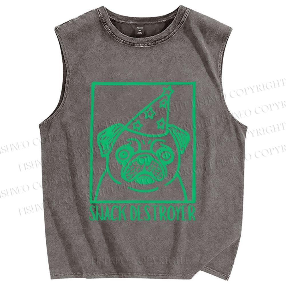 Unisex Snack Destroyer Printed Washed Tank Top