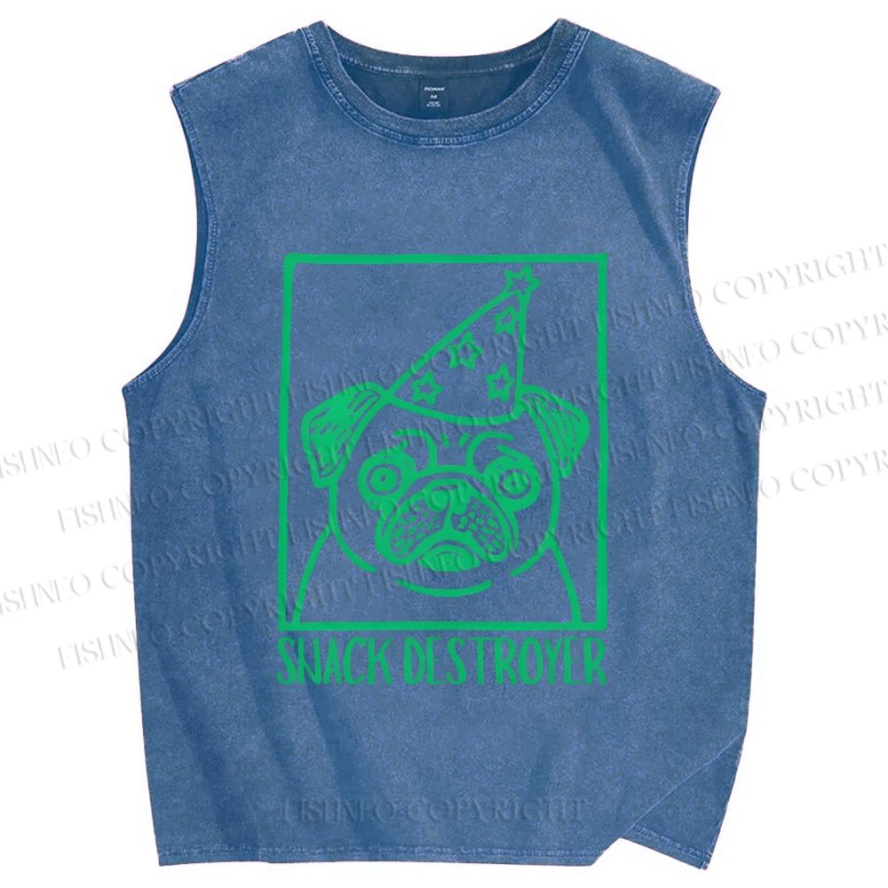 Unisex Snack Destroyer Printed Washed Tank Top