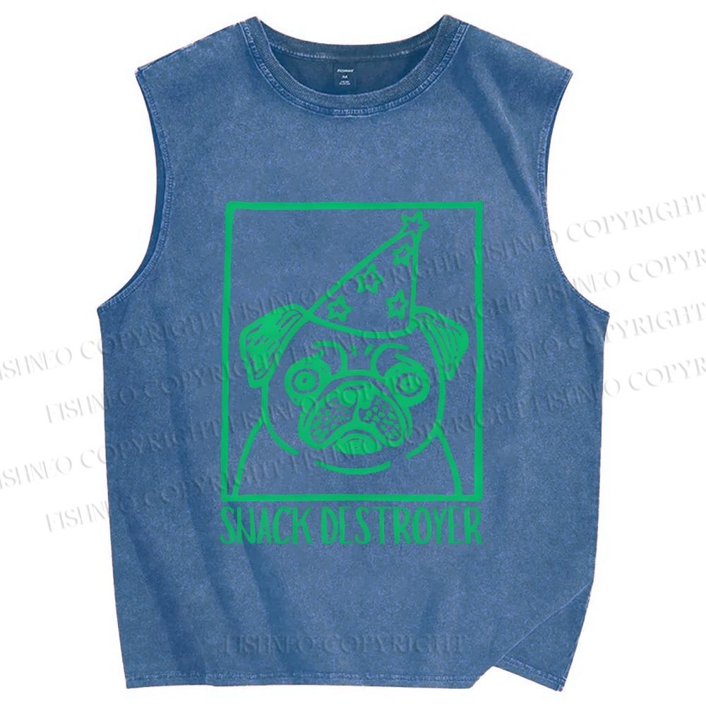 Unisex Snack Destroyer Printed Washed Tank Top