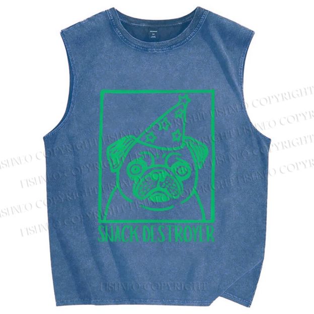 Unisex Snack Destroyer Printed Washed Tank Top