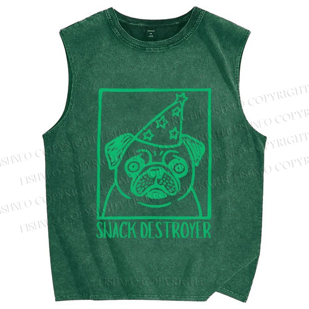 Unisex Snack Destroyer Printed Washed Tank Top