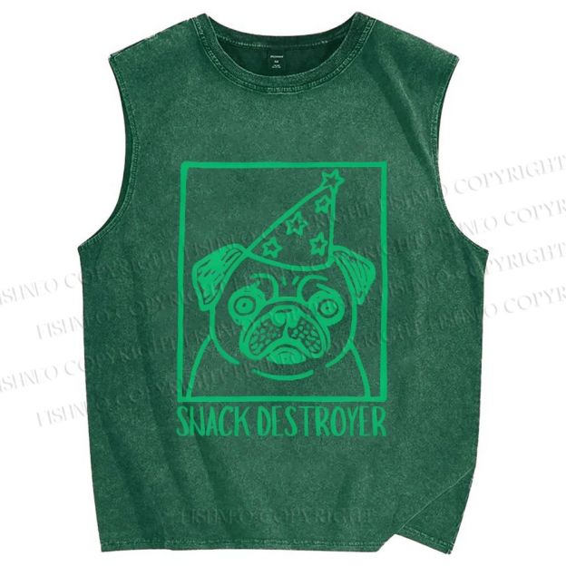 Unisex Snack Destroyer Printed Washed Tank Top