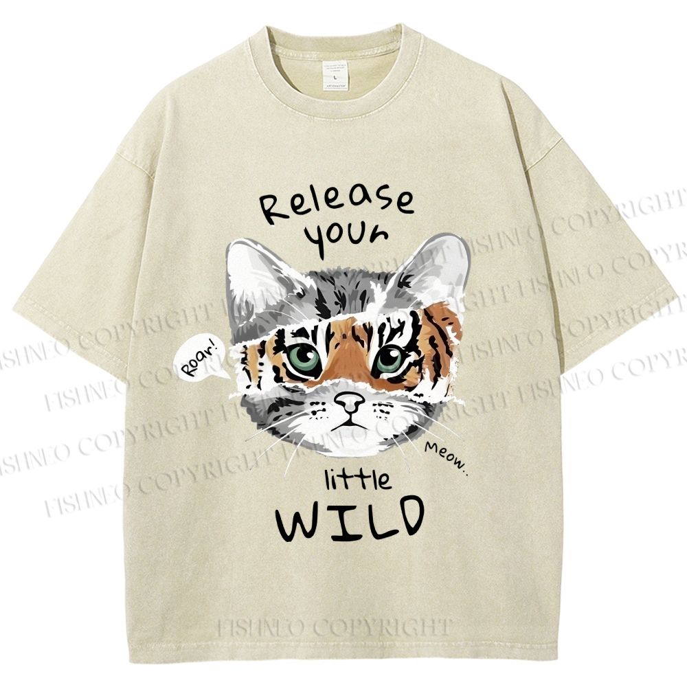 Unisex Release Your Little Wild Cat Printed Washed Tee