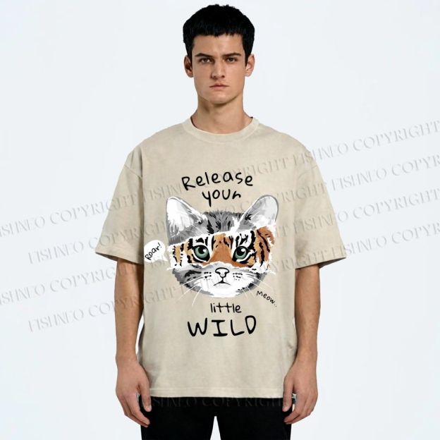 Unisex Release Your Little Wild Cat Printed Washed Tee