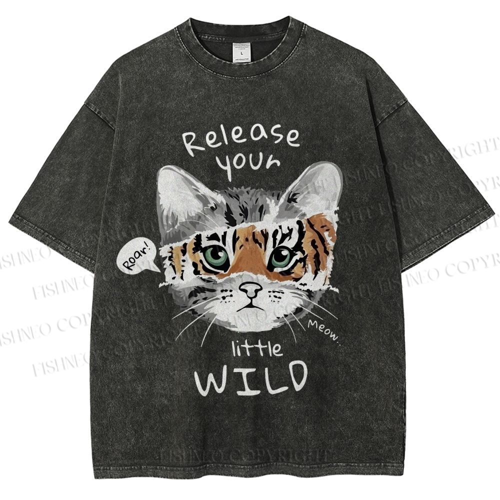 Unisex Release Your Little Wild Cat Printed Washed Tee