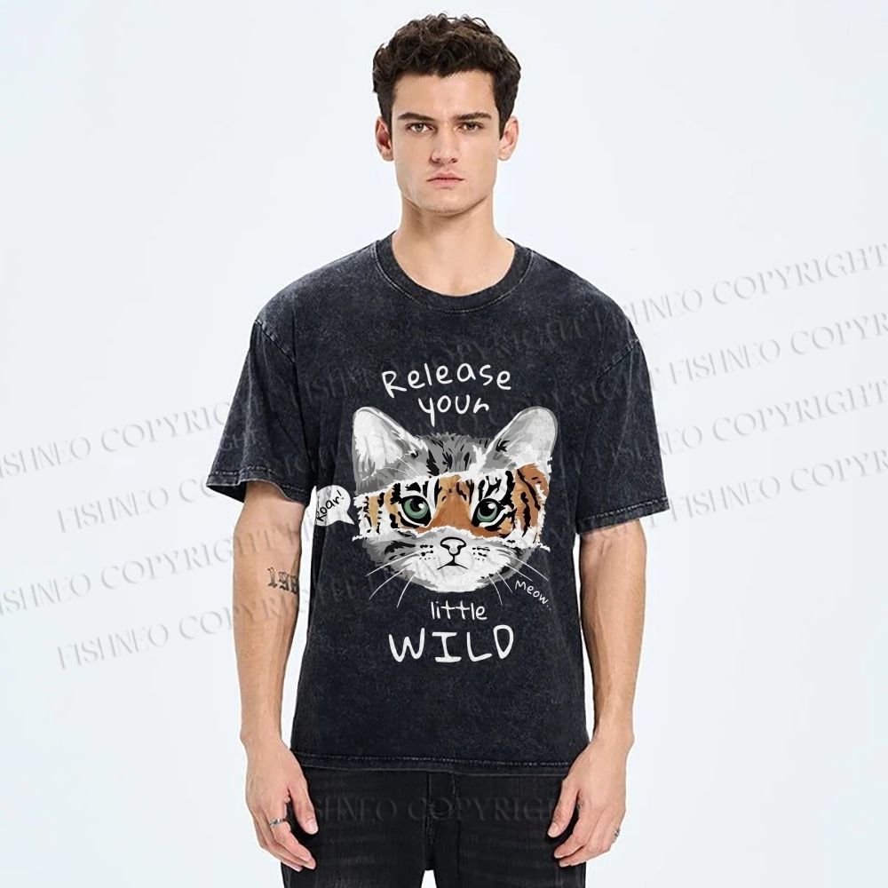 Unisex Release Your Little Wild Cat Printed Washed Tee