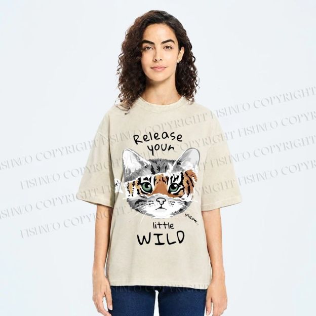 Unisex Release Your Little Wild Cat Printed Washed Tee