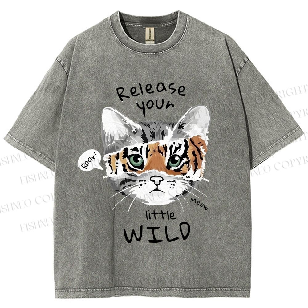 Unisex Release Your Little Wild Cat Printed Washed Tee