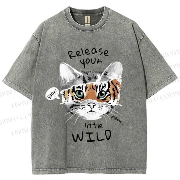 Unisex Release Your Little Wild Cat Printed Washed Tee