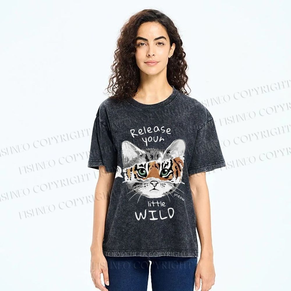 Unisex Release Your Little Wild Cat Printed Washed Tee